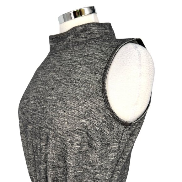 W By Worth Heather Gray Sleeveless Knit Dress Mock Neck Toggle Waist Size 8 - Picture 5 of 13